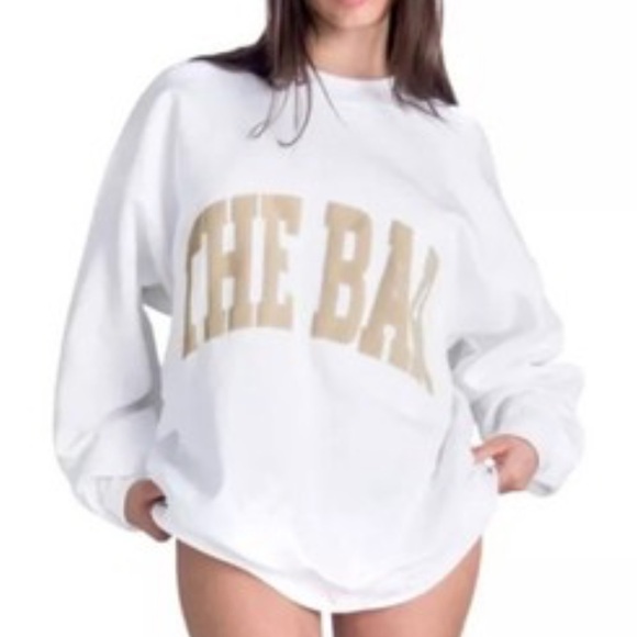 The Bar Varsity Sweatshirt White and Tan - Picture 3 of 7